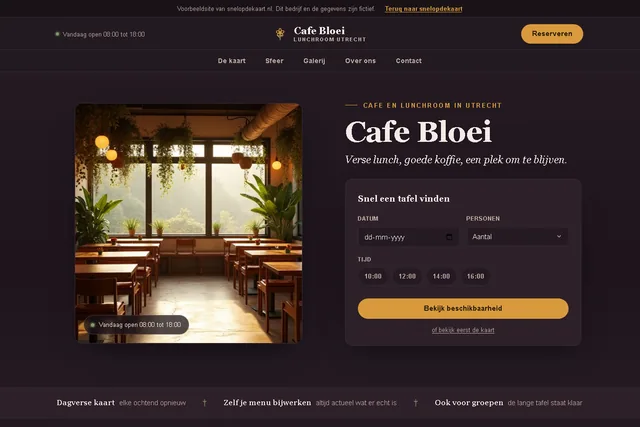Actuele horeca-demo voor menu, reserveren en bestellen