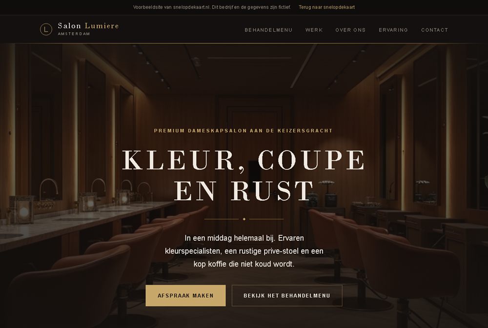 Fictieve voorbeeldsite voor een kapsalon
