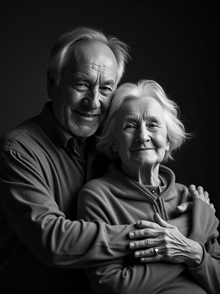 Zwart-wit portret ouder stel