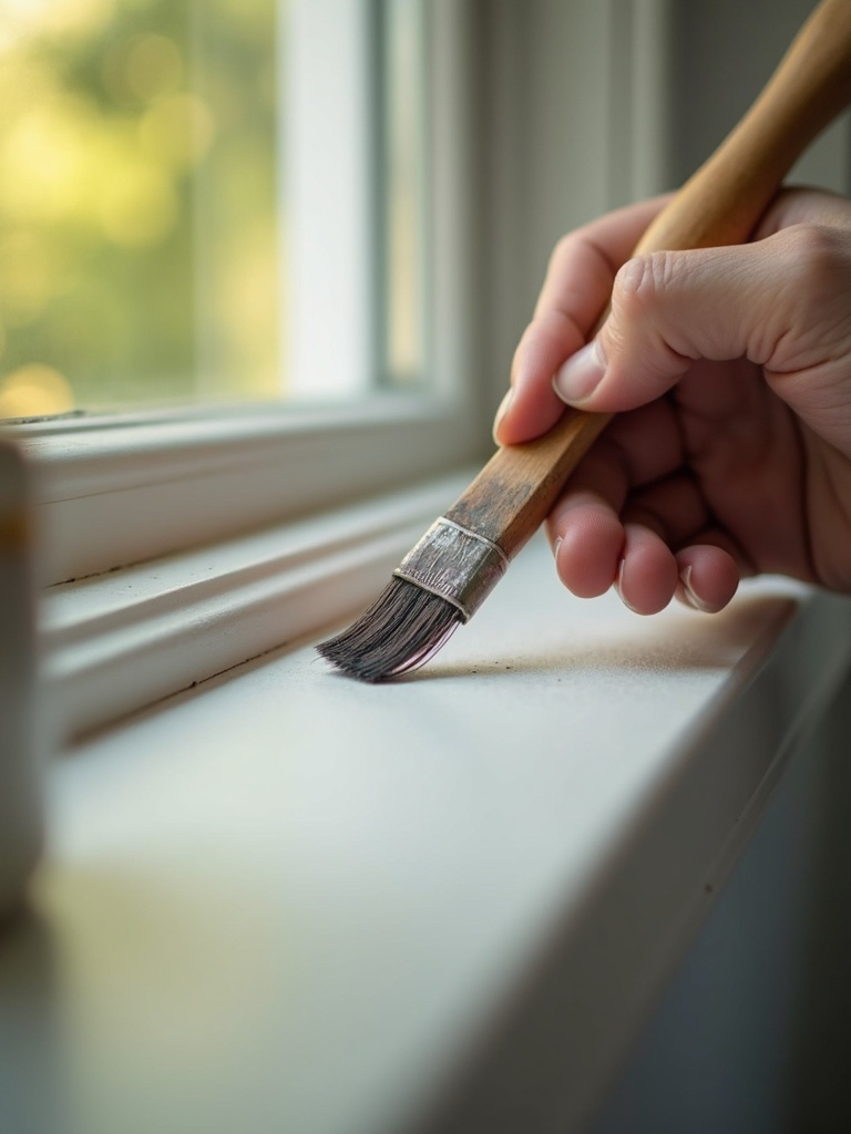 Schilder zet strakke rand met kwast