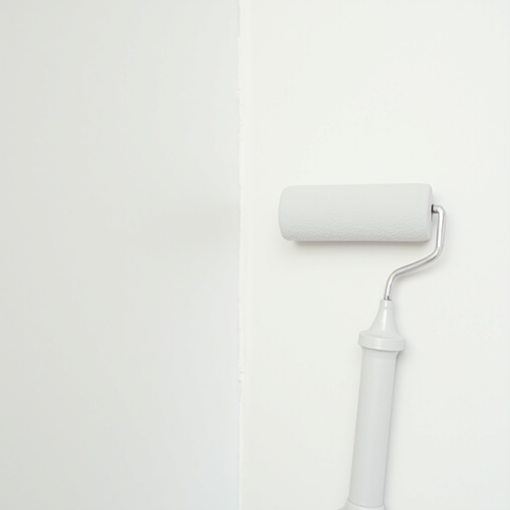 Verfroller op een verse muur
