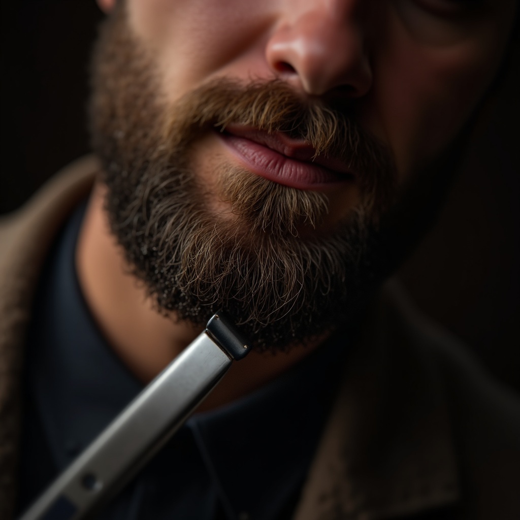 Baard wordt getrimd
