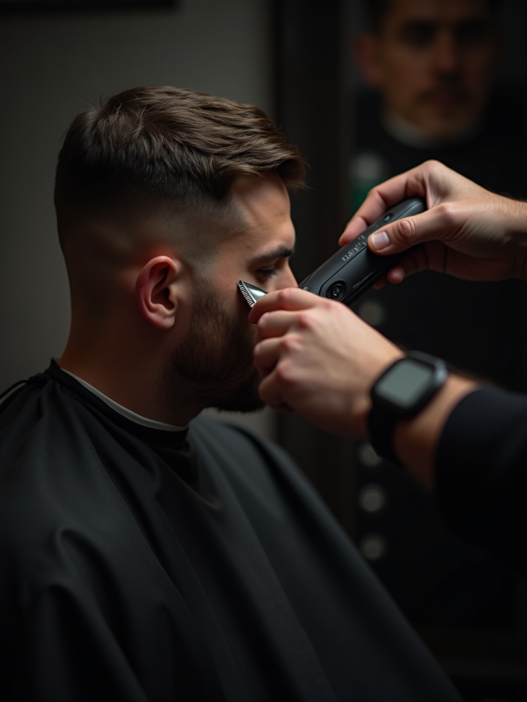 Barber zet een strakke fade