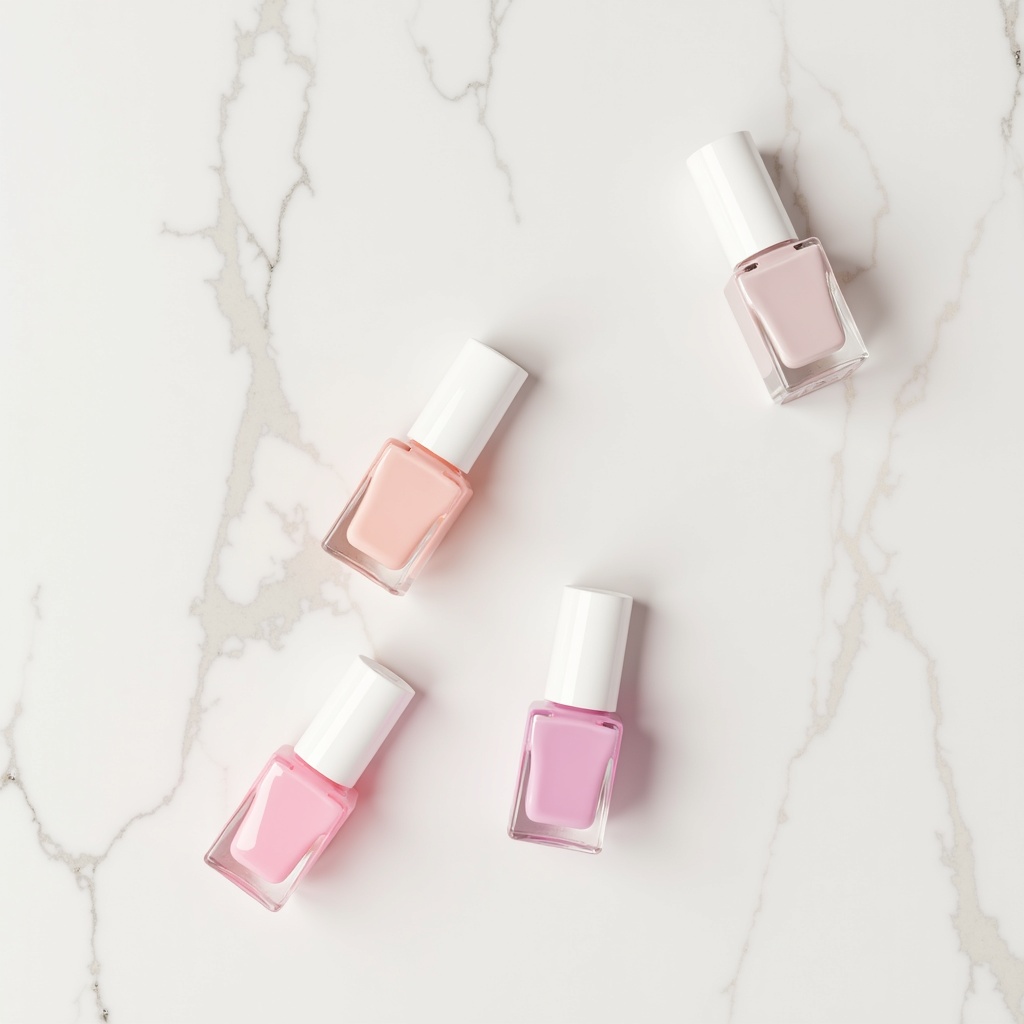 Pastel lakjes op marmer